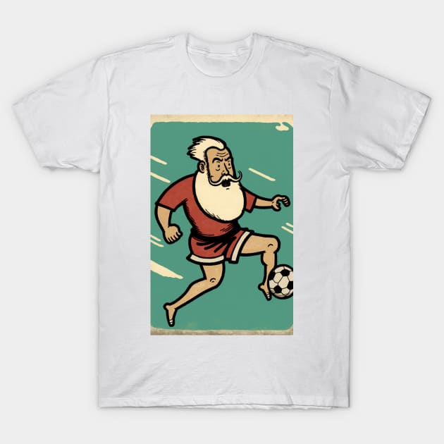 Santa Claus Playing Soccer T-Shirt by JigglePeek